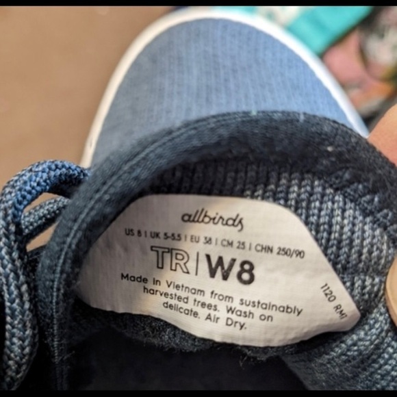 Women's Allbirds Tree Runners Sneaker Shoes  Size W8 Navy White Sole Everyday - Picture 11 of 11
